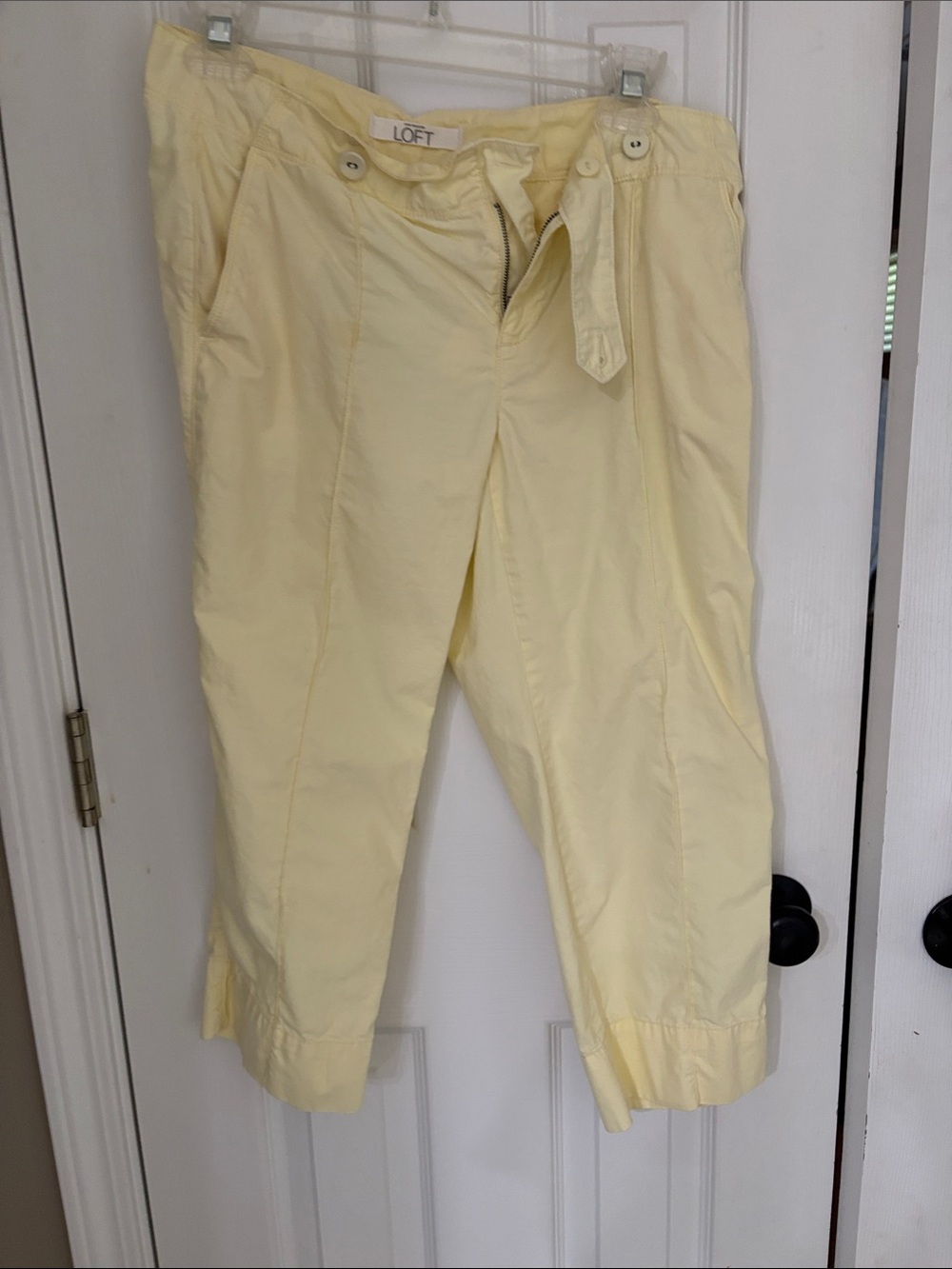 LOFT Pale Yellow Capris with Waist Tab